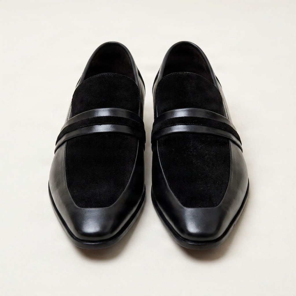 Men's suede bit loafers in black