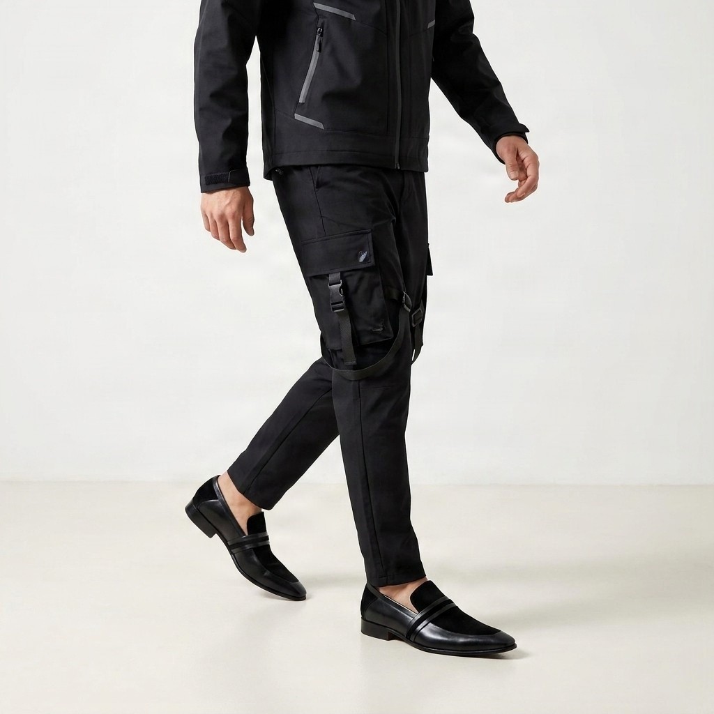 Men's black suede bit loafers
