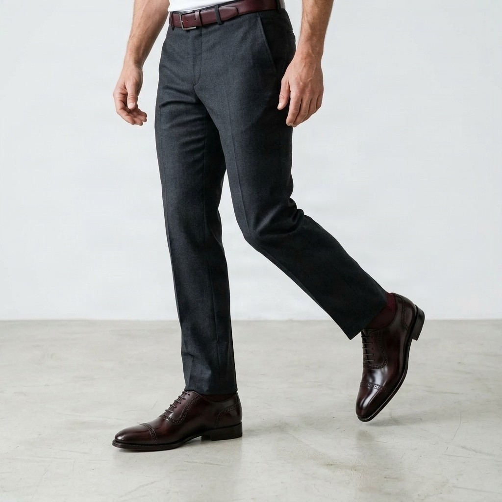 Men's leather cap toe brogues in burgundy