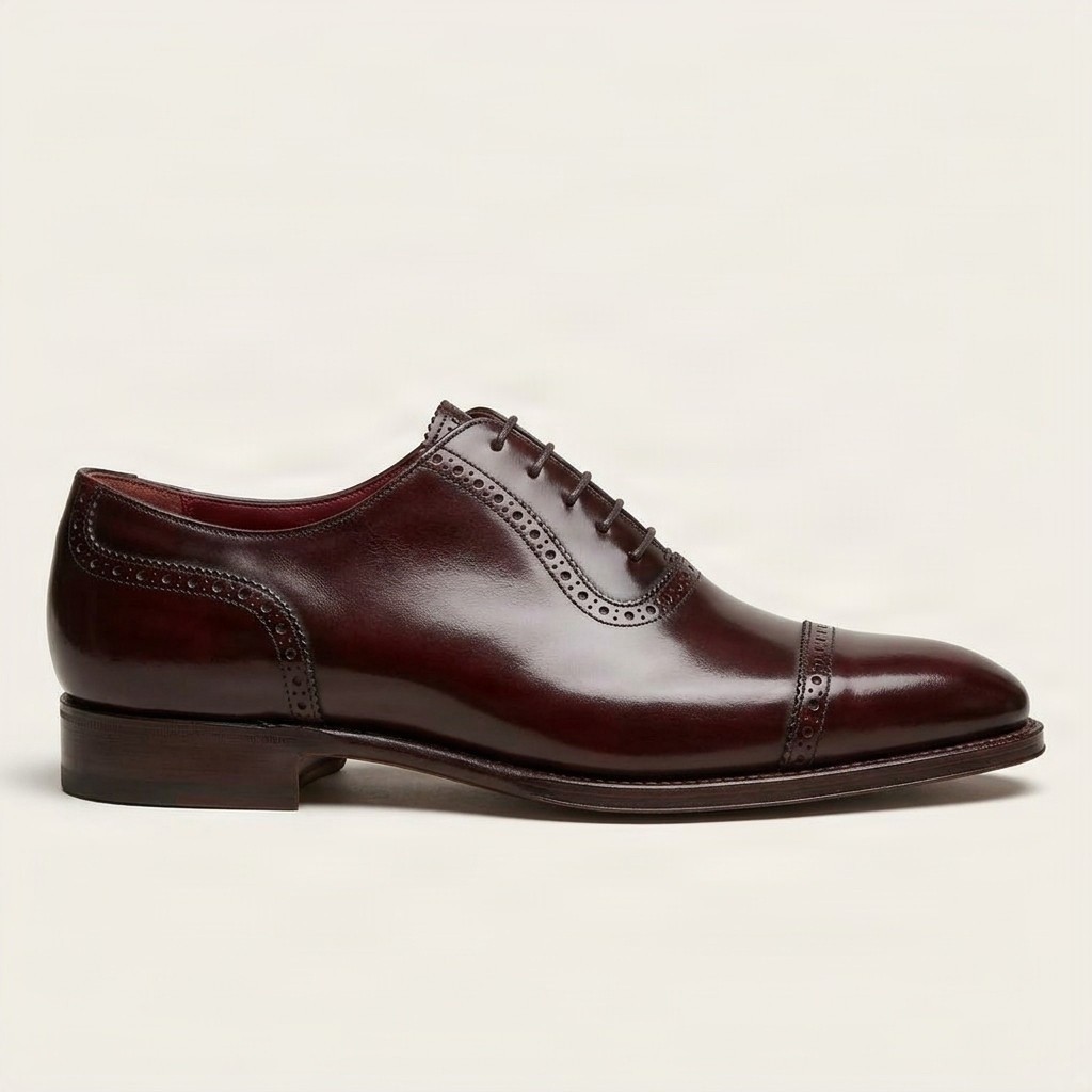 Men's burgundy leather cap toe brogues