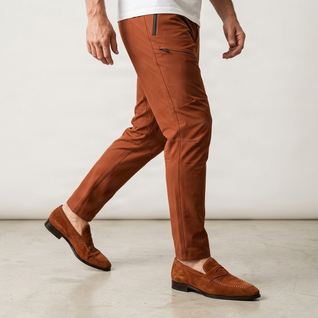 Men's suede penny loafers in tan
