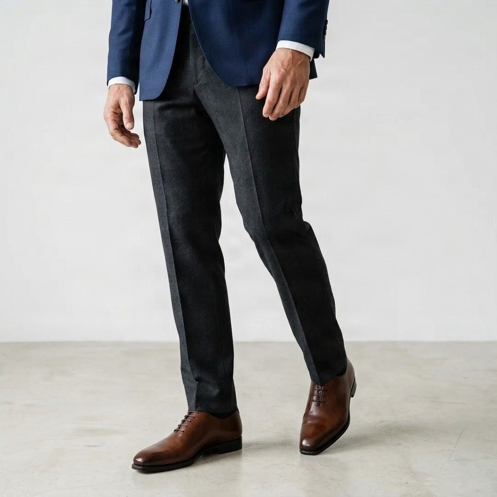 Men's leather wholecut oxfords square toe in brown