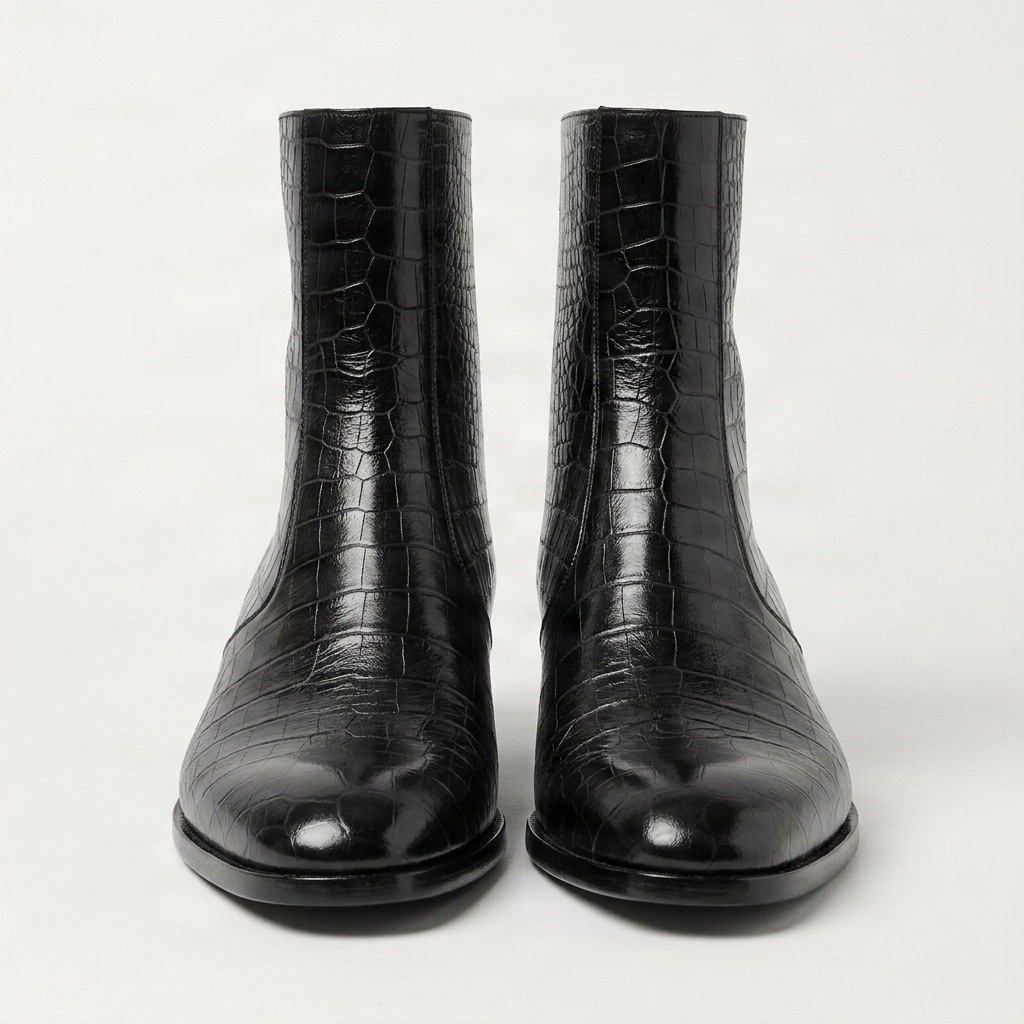 Men's black crocodile ankle boots