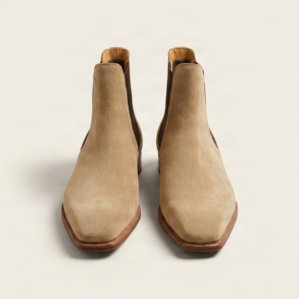 Men's suede chelsea boots pull on in beige