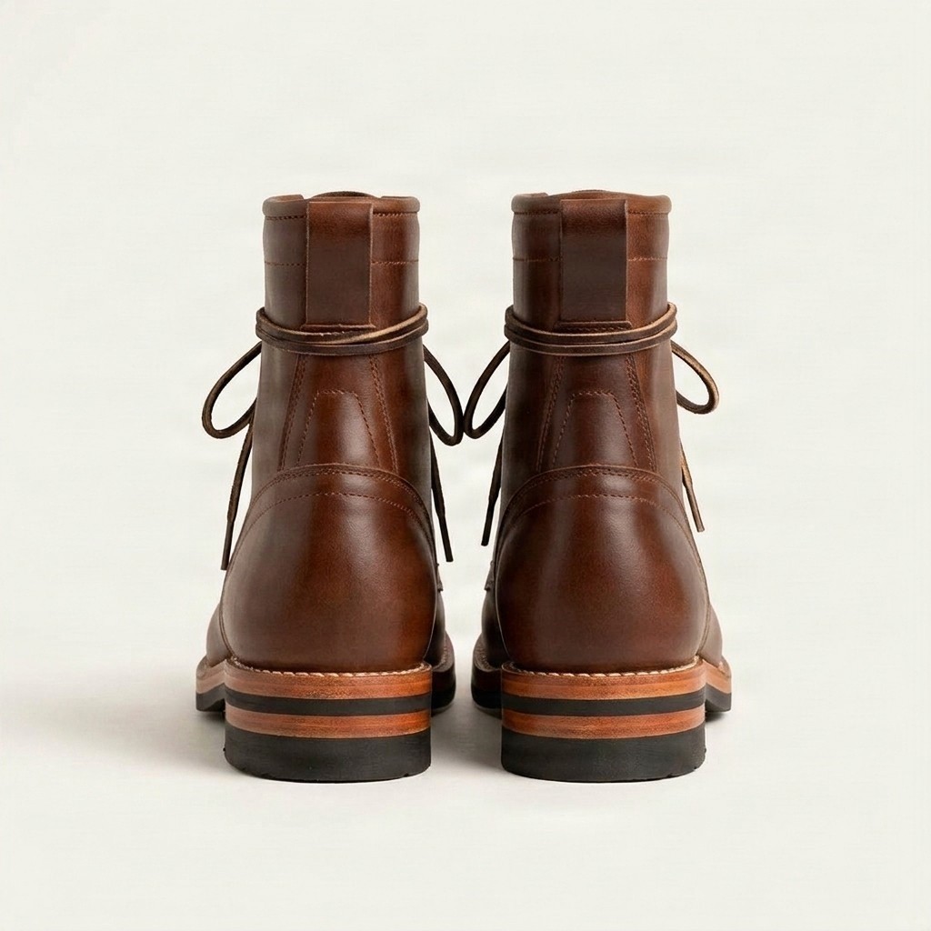 Men's brown leather combat boots padded