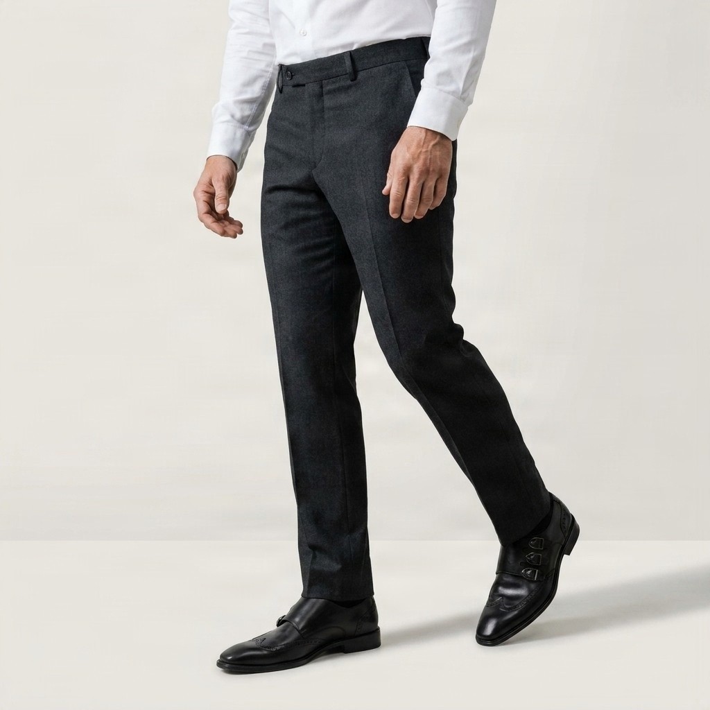 Black leather double monk strap shoes wingtip for men