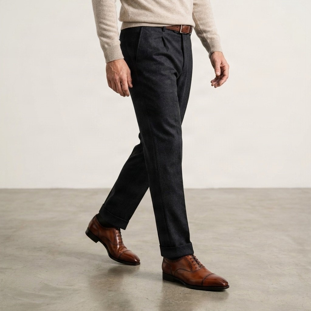 Cognac leather oxford shoes for men