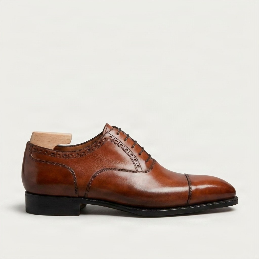 Men's cognac leather oxford shoes