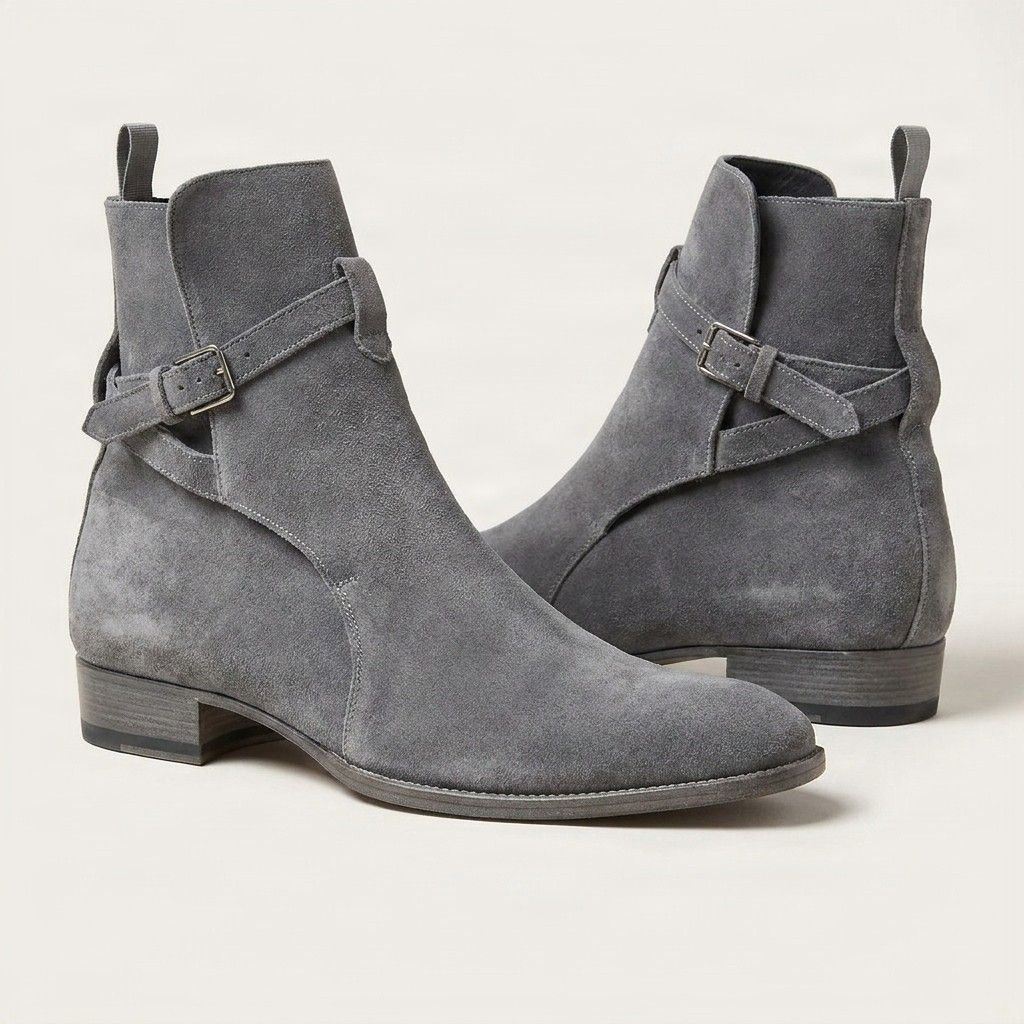 Grey suede jodhpur boots
