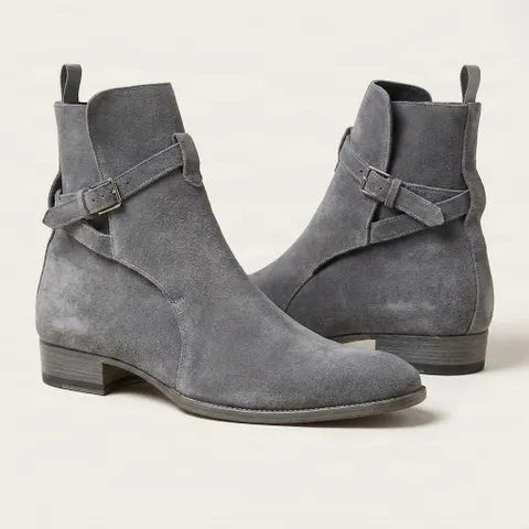Grey suede jodhpur boots