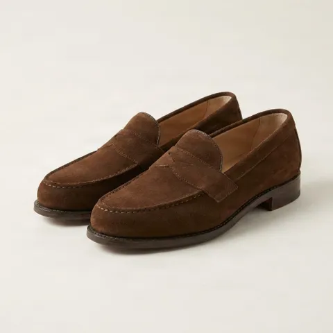 Brown suede loafers moccasins