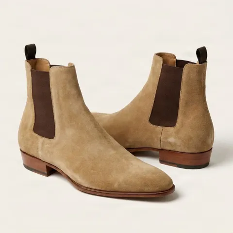 Beige suede chelsea boots