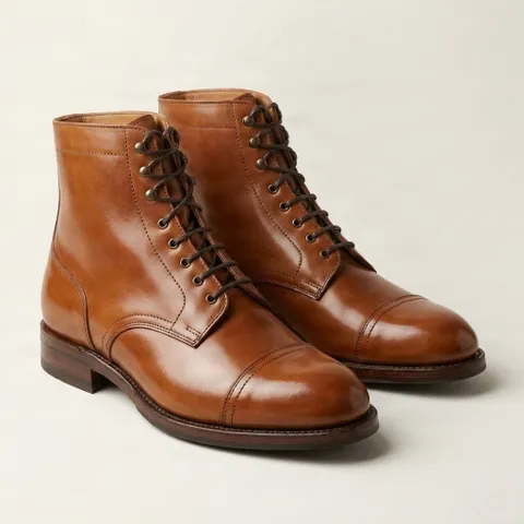 Cognac leather dress boots