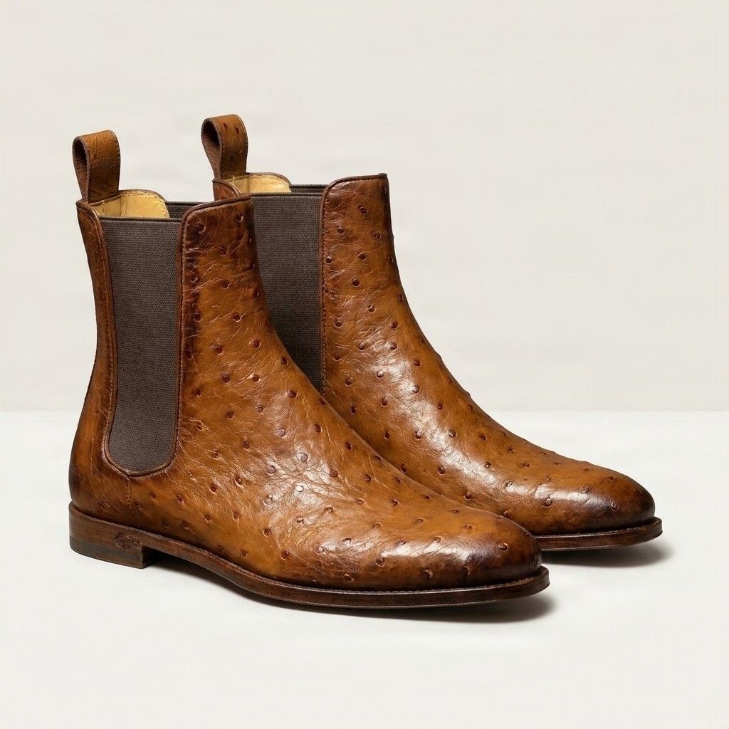 Cognac chelsea boots