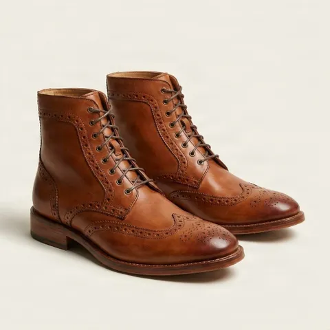 Cognac leather wingtip brogues