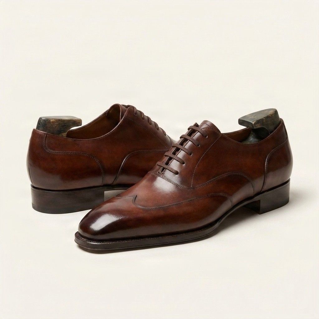 Brown leather wingtip shoes