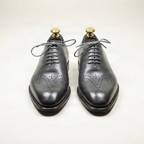 Grey leather oxford shoes