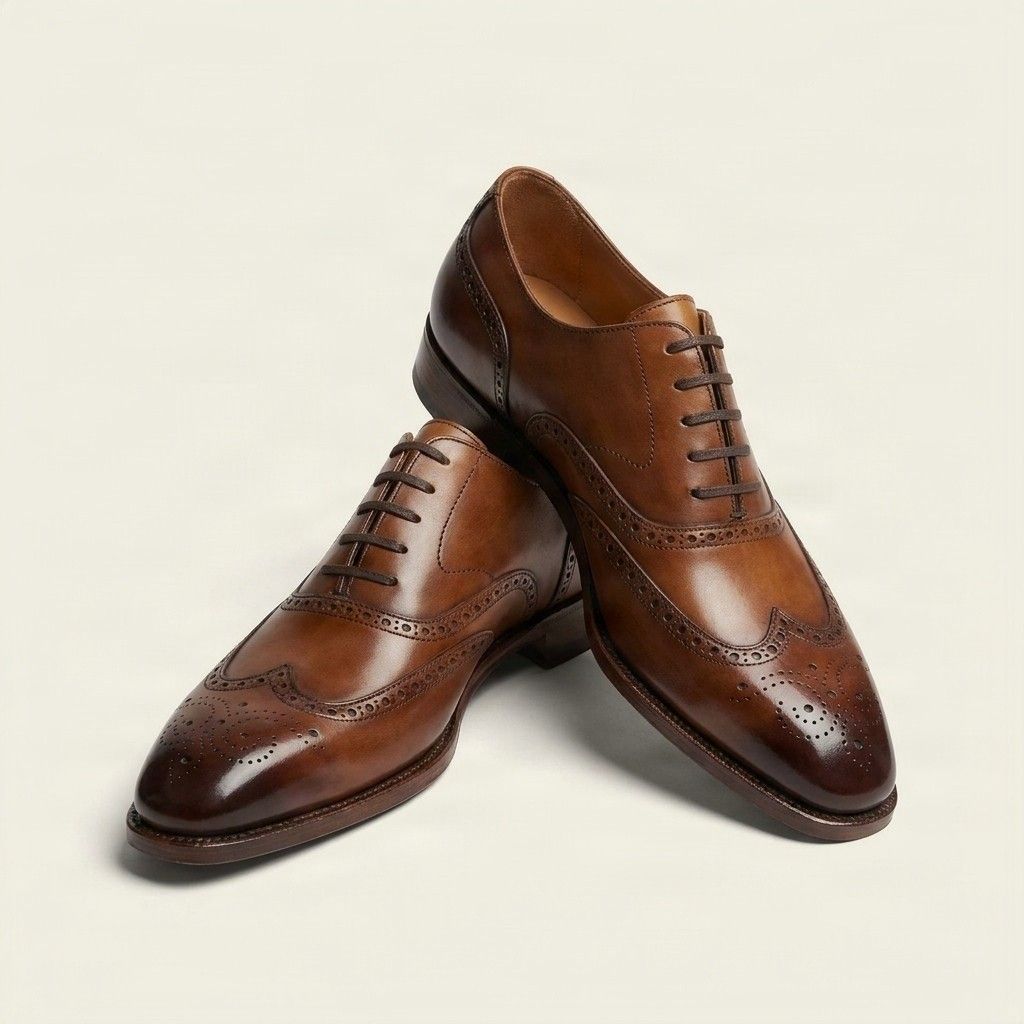 Brown leather wingtip brogues