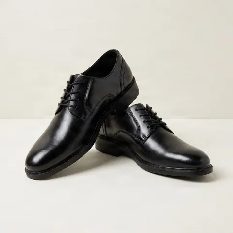Black leather derby shoes