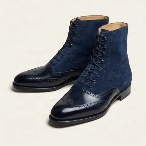 Navy suede dress boots