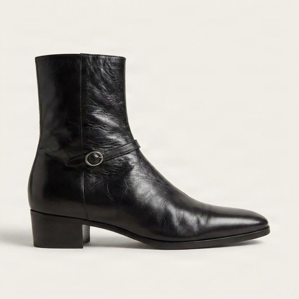 Black leather jodhpur boots pointed toe