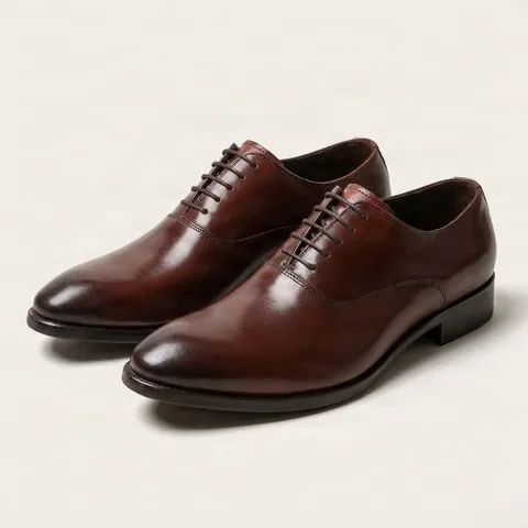 Burgundy leather oxford shoes