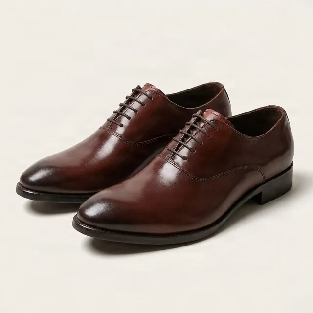 Burgundy leather oxford shoes