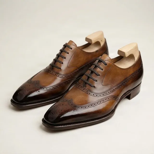 Dark Brown leather wingtip brogues