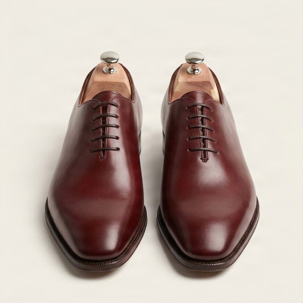 Burgundy leather wholecut oxfords