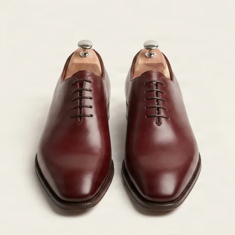 Burgundy leather wholecut oxfords