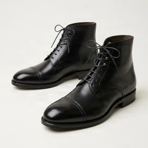 Black leather dress boots