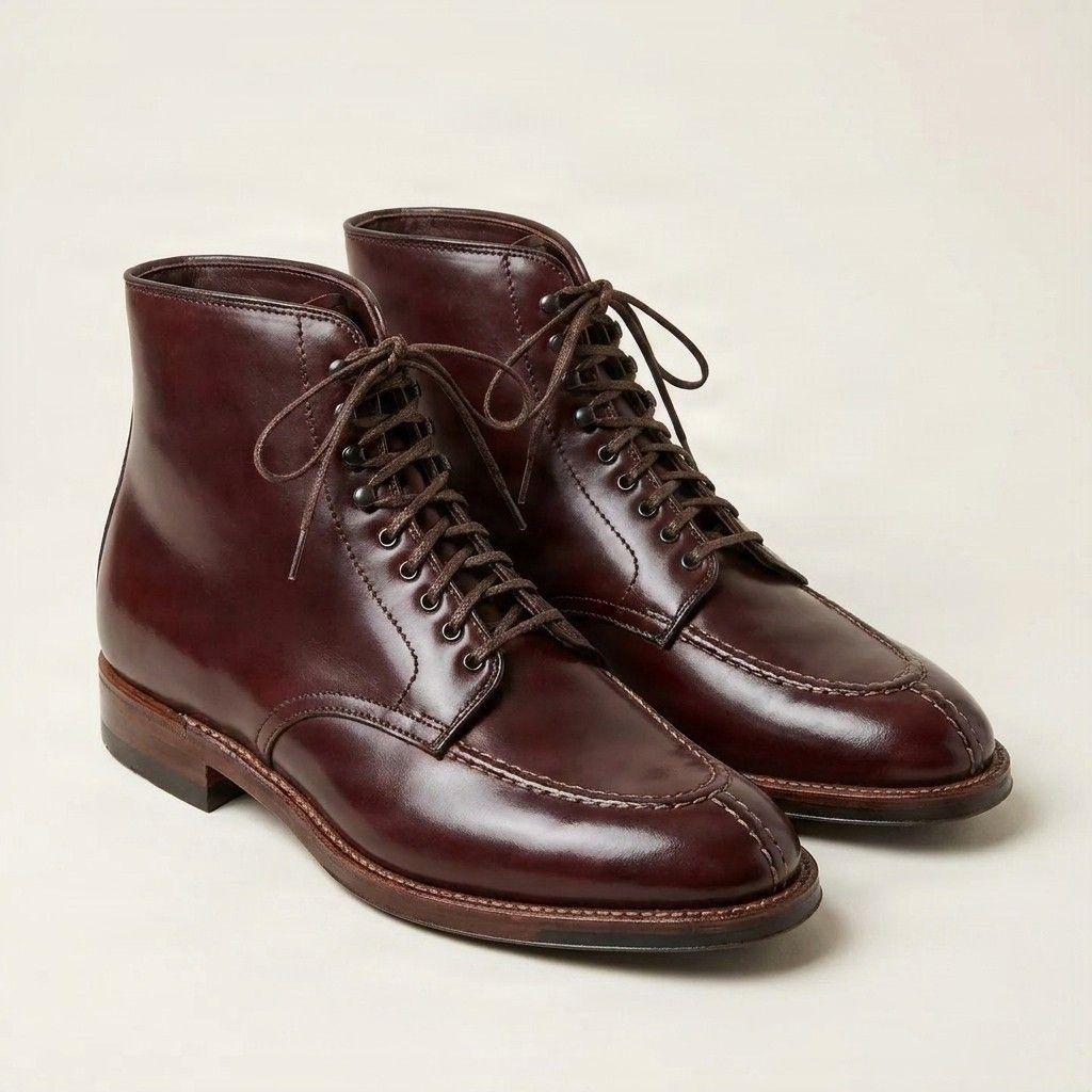 Burgundy leather dress boots split toe