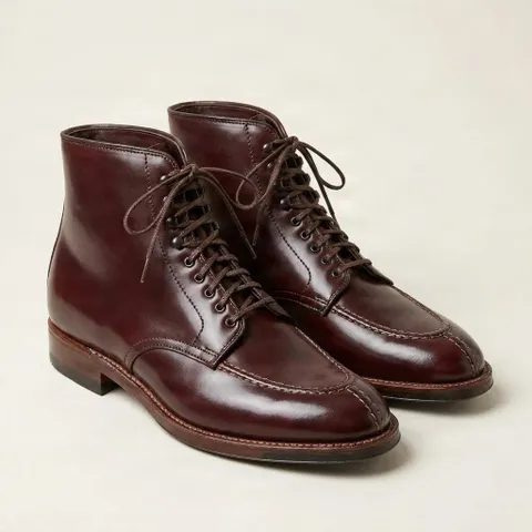 Burgundy leather dress boots split toe
