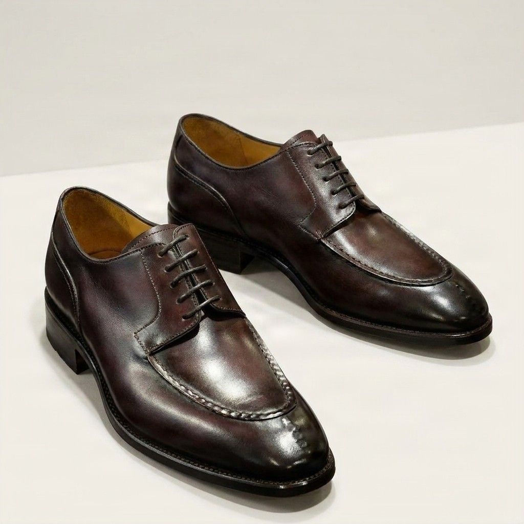 Burgundy leather derby shoes
