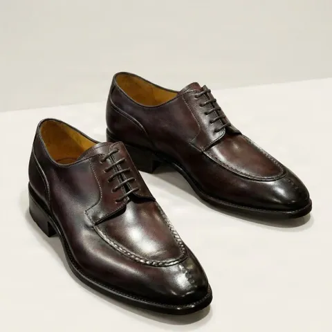 Burgundy leather derby shoes