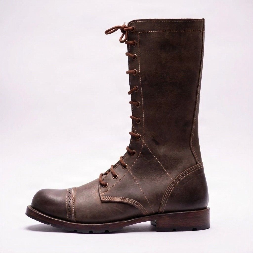 Grey suede combat boots
