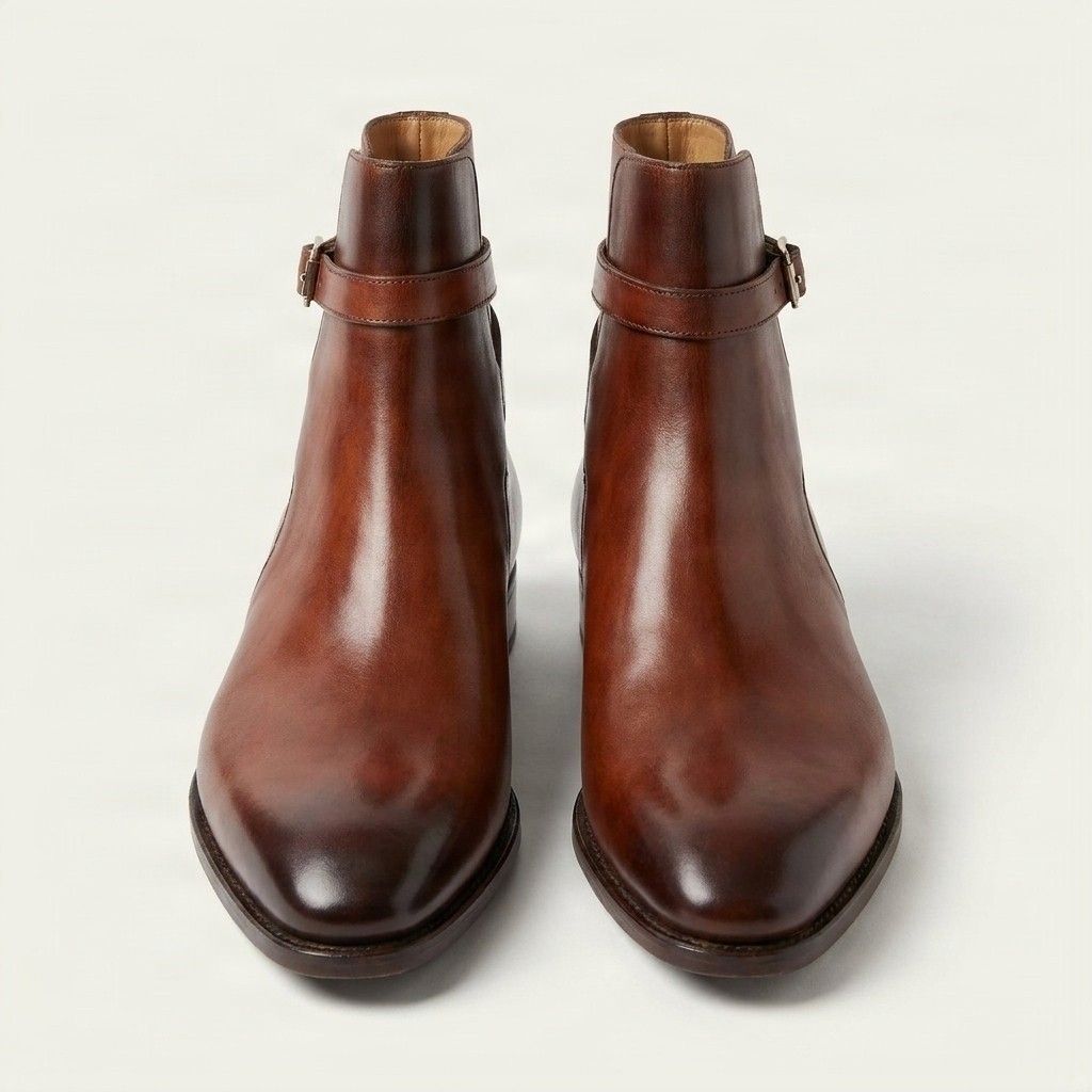 Brown leather jodhpur boots pointed toe