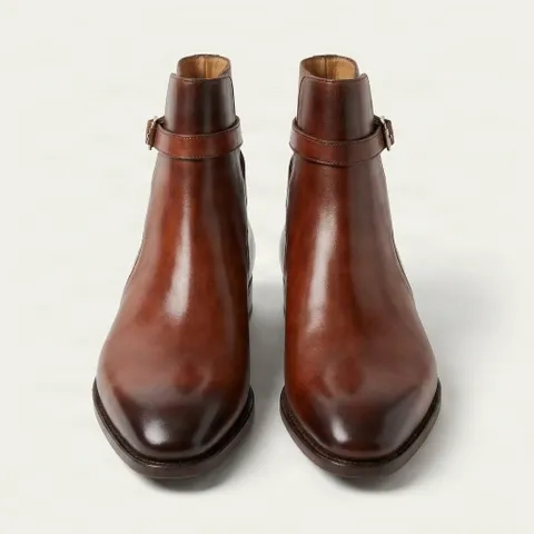 Brown leather jodhpur boots pointed toe
