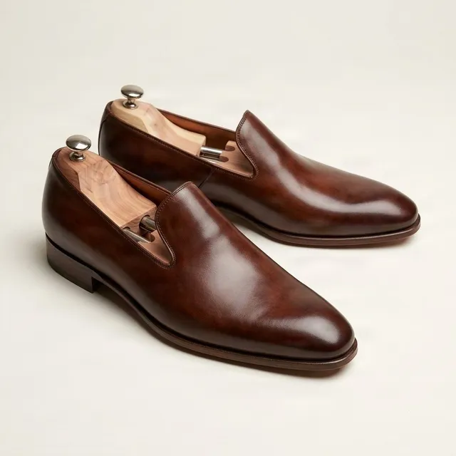 Brown leather venetian loafers