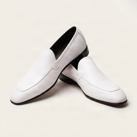 White leather venetian loafers