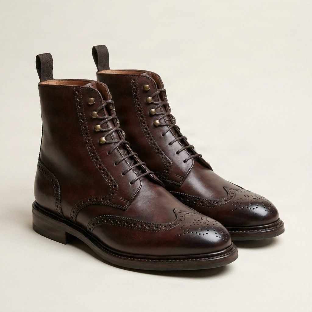 Brown leather wingtip brogues rear