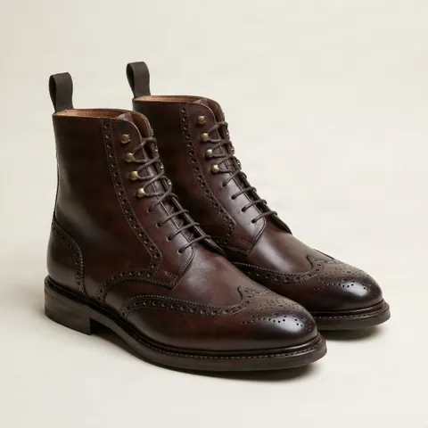 Brown leather oxfords brogue shoes