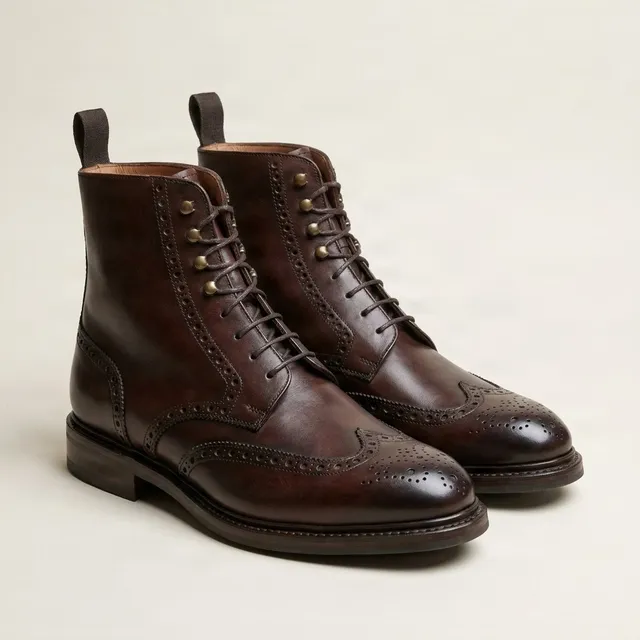 Brown leather wingtip brogues rear