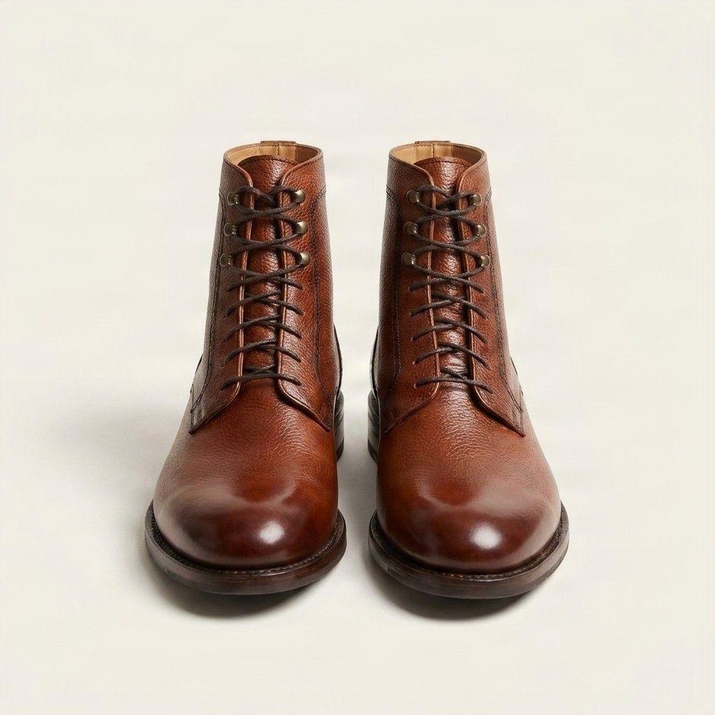 Cognac leather ankle boots