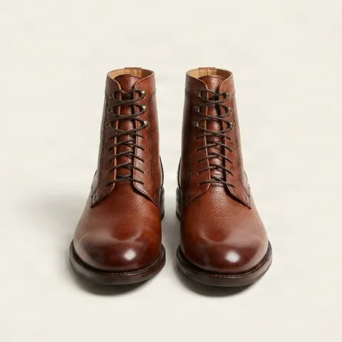 Cognac leather ankle boots