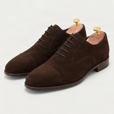 Brown suede derby shoes