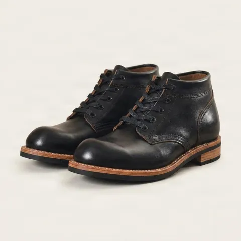 Black leather motorcycle boots