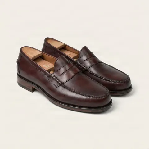 Brown leather moccasins shoes