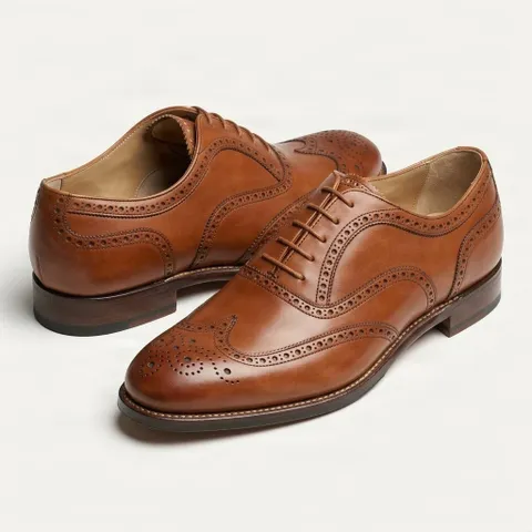 Brown leather shoes wingtip full brogues