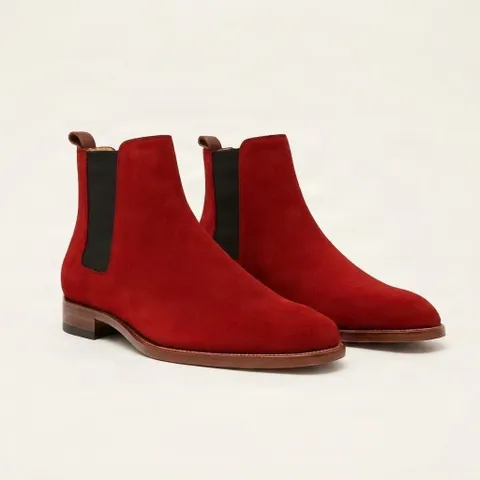 Burgundy suede chelsea boots